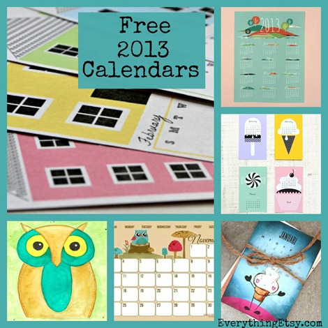 25 Free Printable 2013 Calendars on EverythingEtsy.com