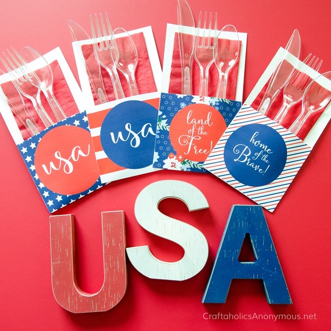 4th of July Party Printables - 12 Free Downloads - EverythingEtsy.com - Uensil Holders