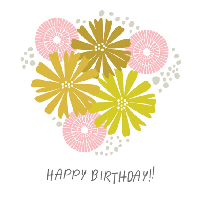 Birthday card printable - floral