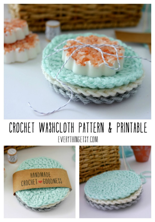 Crochet Washcloth Pattern and Free Printable Gift Label on EverythingEtsy.com