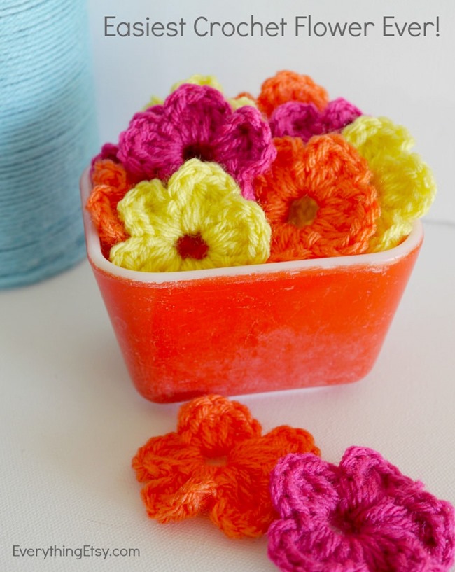 Easiest Crochet Flower Ever! l Tutorial on EverythingEtsy.com