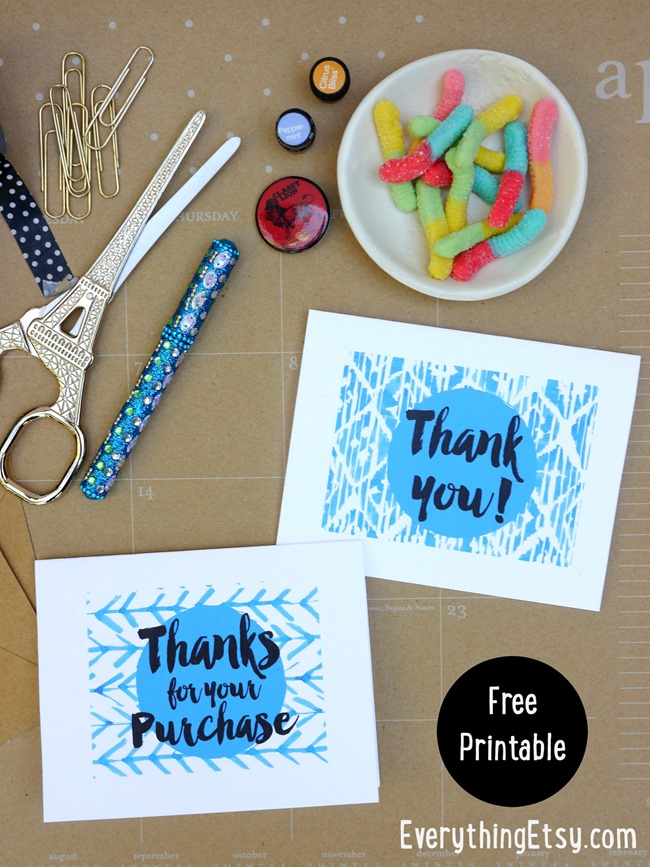 Free Printable Thank You Cards for Your Handmade Business - EverythingEtsy.com